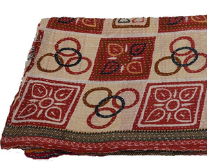 Colcha India hecha a mano Twin Kantha, colcha Vintage india de algodón, edredones Jaipur étnicos, colchas de Sari cosidas a mano - Product Image 2