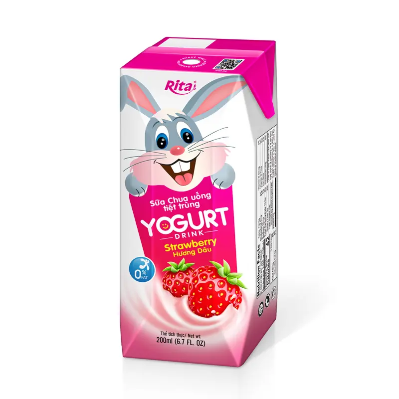 200ml Papier box Erdbeer geschmack Joghurt Getränk für Kinder Hersteller Gluten frei Gut für die Gesundheit 100 Frucht joghurt