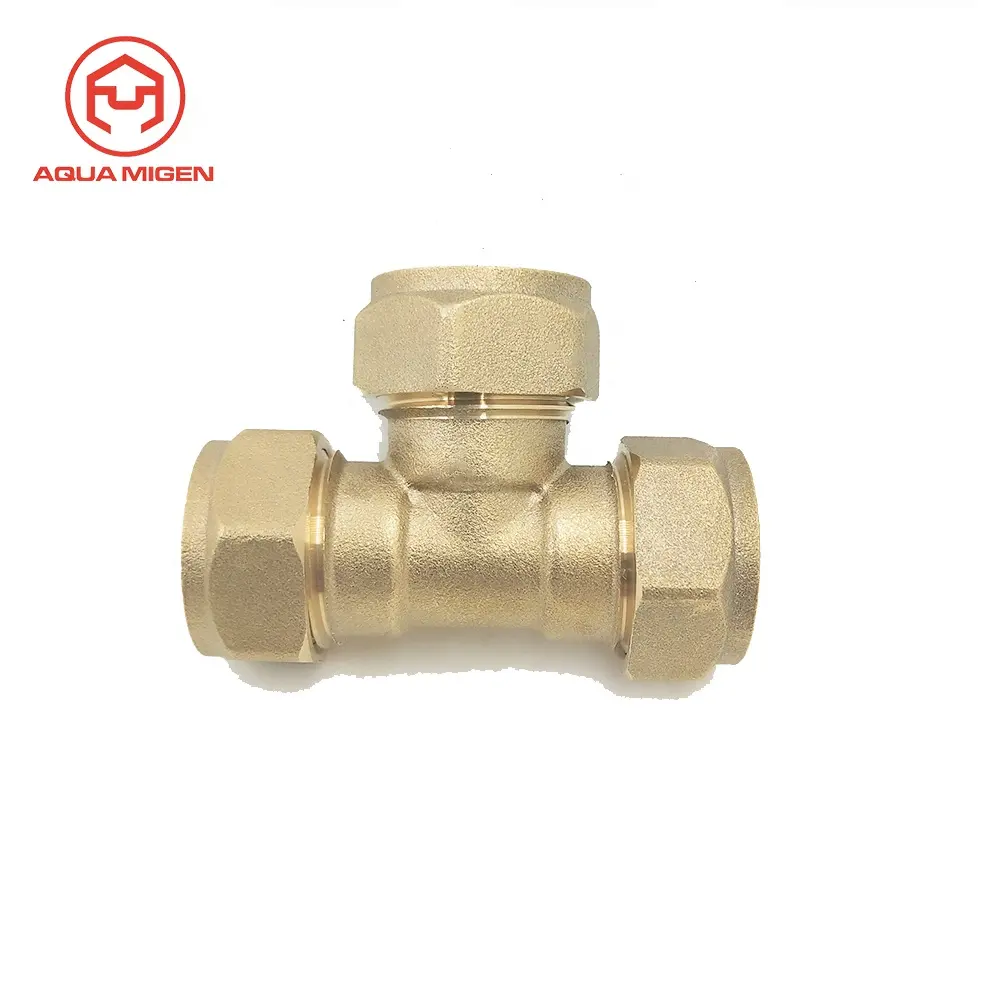 15 Mm Equal Tee Kuningan Fitting Compression untuk untuk Pasar Rusia