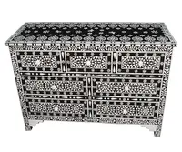 Butterfly Design Bone Inlay Chest of 7 Drawer