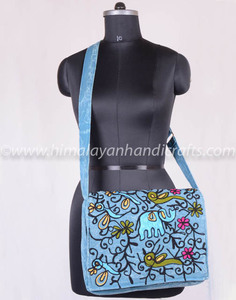 Bolso cruzado con bordado de elefante, bandolera con solapa y correa ajustable para el hombro, RSMB-0503-A - Product Image 2