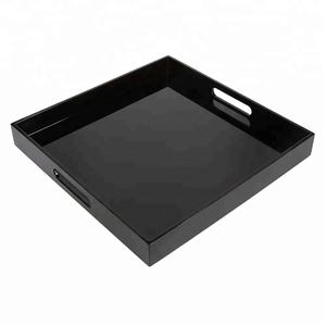 ถาดเสิร์ฟไม้ไผ่เคลือบสี่เหลี่ยมผืนผ้าสีดำถาดสำหรับตกแต่งอย่างหรูหรา - Product Image 3