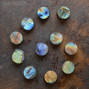 Pierres précieuses labradorite naturelles, 30 pièces, différentes formes de pièces de monnaie, pour la fabrication de bijoux, vente en gros - Product Image 2