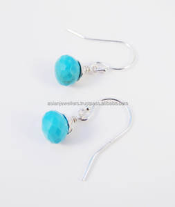 Boucles d'oreilles en argent sterling 925 faites à la main avec pierre précieuse turquoise Bijoux à la mode pour mariages fêtes et cadeaux - Product Image 1