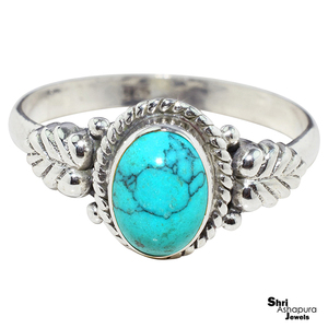 Bague ovale en argent sterling 925 vert turquoise au look classique, style bohème, sertie clos, bijoux de mariage et de fiançailles, vente chaude - Product Image 2