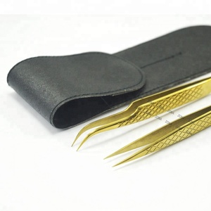 Pinzas de pestañas individuales o de volumen recubiertas de plasma dorado para fatiga de dedos al por mayor Pinzas de pestañas de alta precisión - Product Image 4