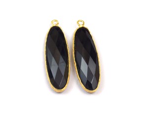 ทำด้วยมือสีดำพลอยนิลที่มีการชุบทองรูปไข่เหลี่ยมเพชรพลอยสำหรับทำเครื่องประดับทำของขวัญให้กับเธอ - Product Image 2