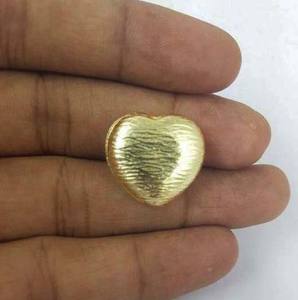 Cuentas en forma de corazón para joyería Hallazgos y componentes de acabado cepillado chapado en oro - Product Image 1