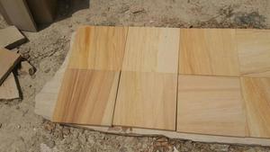 Pavés indiens en grès jaune en bois de teck aiguisés 20/30mm d'épaisseur approvisionnement d'usine pour revêtement mural de patio de voie extérieure facile - Product Image 2