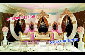 Oval Shape Fiber Flat Panel White & <b>Gold</b> Oval <b>Backdrop</b> Panels Self Standing Oval Wedding <b>Backdrop</b> Flat Panels - Product Image 2