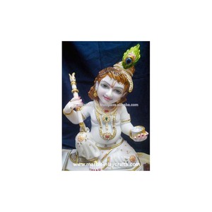 White Marble Krishna, Makrana Marble Lord Krishna Statue - Product Image 1