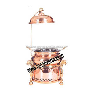 Food Warmer Chafing Pot Hotel Supply Heavy Large <b>Copper</b> Chafing Dish With Lid Holder Restaurant Luxury - Product Image 2
