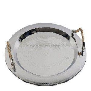 ถาดไม้ไผ่ทรงกลมสุดสร้างสรรค์พร้อมที่จับเชือกถาดใส่อาหารและอาหารกลางวันสไตล์วินเทจถาดเสิร์ฟขนมหวานถาดตกแต่งบนโต๊ะอาหาร - Product Image 1