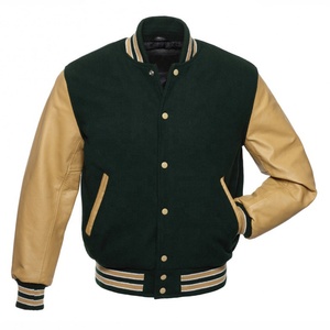 Nouveau design de patchs de broderie OEM personnalisés pour hommes, bombardiers Letterman, vestes universitaires de baseball, manches en cuir de vachette véritable pour le collège - Product Image 3