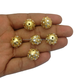Kundan Work bola redonda chapada en oro fabricación de joyas componente de Metal de cuentas - Product Image 1