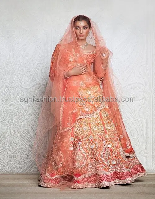 สีชมพูสวยแต่งงานเจ้าสาว Lehenga Choli ออกแบบ