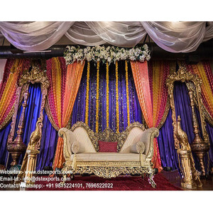 Decoración de escenario de boda de estilo árabe, conjunto de decoración de escenario de boda asiática elegante, decoraciones de escenario de boda en inglés real - Product Image 1