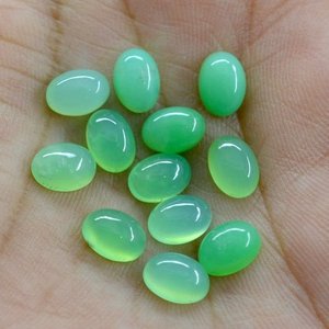 3mm 4mm 5mm Naturel Vert Chrysoprase Pierre Lisse Ovale Dos Plat Lâche Cabochon Calibré Taille Gemme Grossiste Acheter en Ligne - Product Image 1