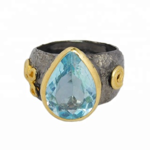 แหวนพลอยโทแพซสีฟ้าเงินสเตอร์ลิง925แท้ทำด้วยมือเครื่องประดับเงินแฟนซีแหวนเวอร์เมียลนิรันดร์สำหรับเป็นของขวัญแฟชั่นสำหรับทุกเพศ - Product Image 2