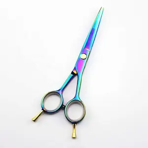 Professional 5.5inch Barber Hair Cutting Scissor and Salon Thinning Shear Set- Perfect for Hair Stylist or Home Use (Multicolor)