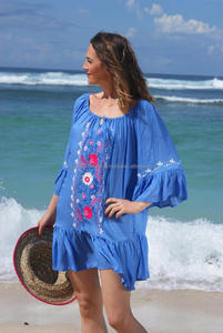 Gros Vêtements De Mode D'été Brodé Dames Robe Femme Chaude Ourlet Volanté Réglable Cou Chaîne Courte Plage Bohème Robe - Product Image 3