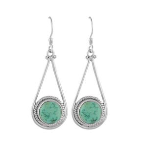 Zs — boucles d'oreilles en argent massif 925, tibétaines, turquoises, bijoux pour femmes - Product Image 1