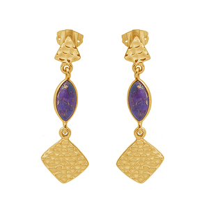 Púrpura cobre turquesa Gemstone925 joyería de plata esterlina chapado en oro romántico pendiente de moda para regalo de boda o fiestas - Product Image 1