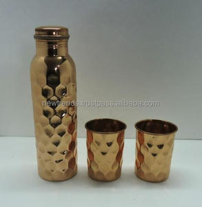 Pure Copper Hammered <b>Water</b> <b>Bottle</b> Premium Quality Health Conscious Copper <b>Water</b> <b>Bottles</b> Hot Selling - Product Image 3