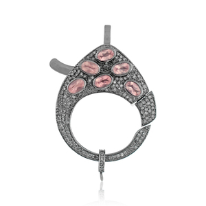 Metarock jewelrys-Cierre de plata de primera ley y cuarzo rosa, cierre de hebilla, plata esterlina 925 - Product Image 1
