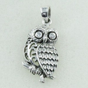 925รูปนกฮูกเงินสเตอร์ลิงจี้หินเซอร์โคเนียสำหรับทุกเพศอินเดีย - Product Image 1