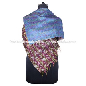 Kantha ผ้าพันคอผ้าไหมทำงานแฮนด์เมดสไตล์วินเทจผ้าพันคอสไตล์อินเทรนด์สำหรับเด็กผู้หญิงผ้าพันคอ SC1210วินเทจผ้าคอตตอนเย็บมือ - Product Image 2