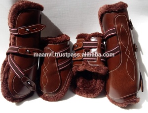 Protège-tendons en cuir réglables pour chevaux – Soin du cuir pour la protection des pattes avant et arrière, disponibles en plusieurs couleurs – Produits d'équitation - Product Image 5