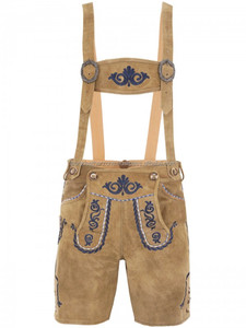 Pantalons longs et courts pour hommes vintage allemand Lederhosen cuir vieilli brodé respirant léger grande taille - Product Image 4