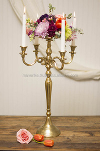 Unique Design 5 Arms Gold Color Candelabra With Glass Cup Metal <b>Tall</b> Candelabra Wedding Decorative Centerpieces - Product Image 5