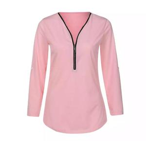 Camiseta Informal de Otoño-Primavera para Mujer, Elegante, con Cierre, Manga Larga, Colección de Camisas para Mujer, Hecho en Bangladesh, India - Product Image 1