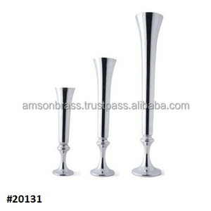 Aluminum Floor Vase Large Size Modern Flowers Vase Silver Plated Metal Decorative <b>Trumpet</b> Vase Set of 5 Decorative - Product Image 3