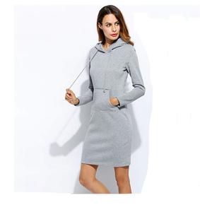 Sudadera con capucha para mujer, vestido para mujer, sudadera, vestidos, ropa informal, Sudadera larga con capucha, forro polar cálido - Product Image 1