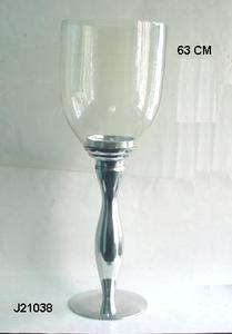 เชิงเทียนตกแต่งบ้านแบบเคลือบเงาพร้อมแผ่นรองแก้วปล่องไฟทำจากอลูมิเนียมดีไซน์รูปพายุเฮอริเคน - Product Image 4