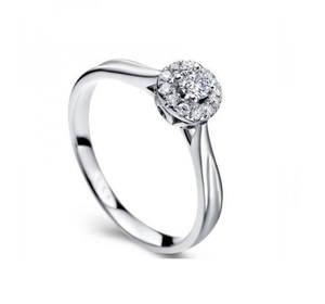 Real Diamond Solitaire Ring with White Accents | 14K White Gold Engagement Ring for Women | Luxury Bridal Wedding Jewelry Gift - Product Image 2