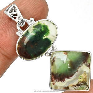 925 pendentif en argent Sterling avec pierre précieuse naturelle Aquaprase pendentif multi-pierres bijoux pour femmes pendentif Boho en argent fait à la main - Product Image 5