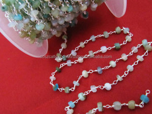 ลูกปัดโอปอลเปรูทรงเหลี่ยม ขนาด 3 ถึง 4 มม. ร้อยด้วยลวด สำหรับทำเครื่องประดับและอุปกรณ์ตกแต่ง Coszcatl Export BH0201RT - Product Image 4