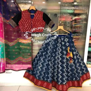 Dandiya Dance Wear Designer di cotone Lehenga choli-indiano tradizionale Ghaghra Choli-blocco a mano stampato Navratri Chaniya Choli