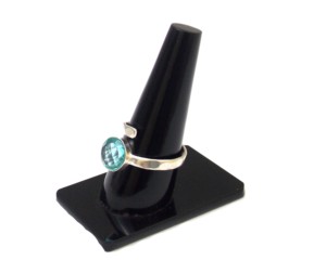 Anillo bohemio de piedra preciosa chapada en plata Vintage con forma redonda de Topacio azul hecho a mano - Product Image 6