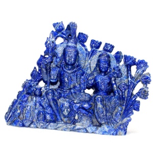 Statue de Shiva en lapis-lazuli de qualité supérieure, sculptée, figurine, pierre de guérison cristalline, Inde, Rudra Gems, décoration d'intérieur - Product Image 1
