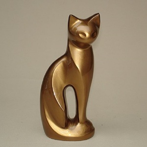 Figurine de chat de 9 pouces, urne/urne pour chat, fournitures funérailles, cuivworld, inde - Product Image 3