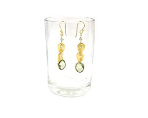 Green Amethyst Beautiful Charms Oval Shape Natural Multi Gemstone Jewelry Handmade <b>Hoop</b> with <b>Gold</b> Plated CZ Earring - Product Image 4