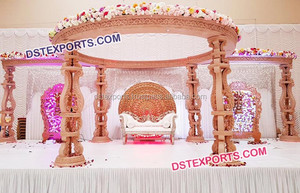 Mandap de mariage en bois avec base en forme d'éléphant, magnifique mandap de mariage en bois, design de mandaps de mariage hindou pour le Royaume-Uni et l'Australie - Product Image 3