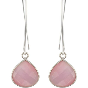 Fashionable 925 Sterling <b>Silver</b> Rose Quartz Gemstone <b>Wire</b> Earrings For Wholesale Supplier OEM ODM - Product Image 1