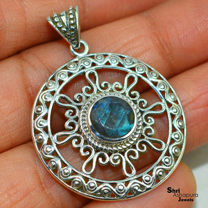 Labradorite bleue naturelle, pendentifs en argent Sterling 925, bijoux en argent avec pierres précieuses - Product Image 1