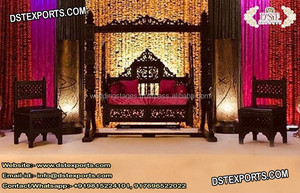 Jhulla de madera blanca para boda india, hermoso escenario de boda, Sankheda, Swing, perla, blanco - Product Image 3